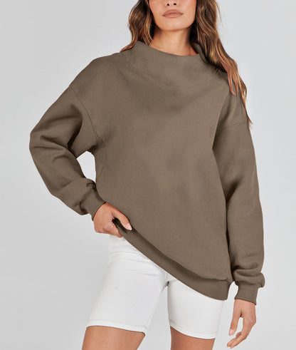 🔥Last Day Sale 49%🔥Women's Slit Mock Neck Oversized Sweatshirt