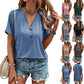 Women's Dailywear Casual Button Pullover V-Neck Short Sleeve Shirt