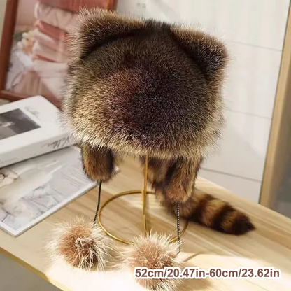 ❄️Winter Specials❄️ Raccoon Tail Fur Parent-Child Plush Hat