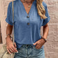 Women's Dailywear Casual Button Pullover V-Neck Short Sleeve Shirt