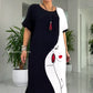 👗Lovely Black White Abstract Face Print Loose Maxi Dress