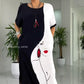 👗Lovely Black White Abstract Face Print Loose Maxi Dress