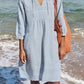 Cotton Linen V-neck Casual Loose Dress