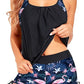 Two Piece Tummy Control Bathing Suits - Blouson Swim Tank Top With Boy Shorts