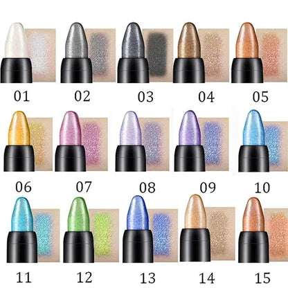 🔥2024 Hot Sales — 15 Color Highlighter Eyeshadow Pencil Waterproof Glitter Eye Shadow Eyeliner Pen🔥