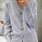 Women's Casual Winter Plain Yarn Wool Yarn Buttoned Cardigan