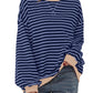 🔥Promotion 49% OFF😲-Women's Oversized Striped Long Sleeve Pullover