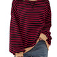 🔥Promotion 49% OFF😲-Women's Oversized Striped Long Sleeve Pullover