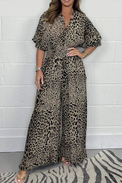 🔥🐆 Final Hours Sale – 49% OFF! 🌟 Chic & Relaxed Leopard Jumpsuit