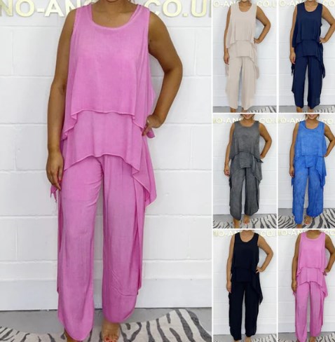 ⏳Hot Sales - 49% OFF🌸Casual sleeveless loose top and pants suit