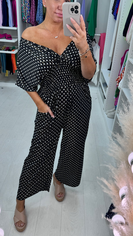 👗Just Arrived🔥Polka Dot Printed Elastic Waist Jumpsuit