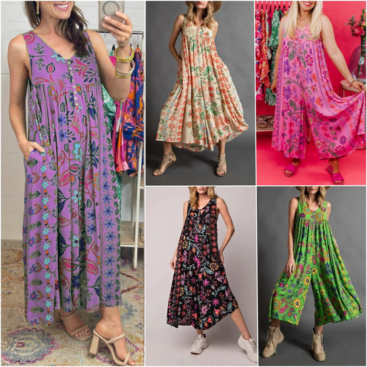 🔥HOT SALE💃Vintage Print Loose Sleeveless Jumpsuit