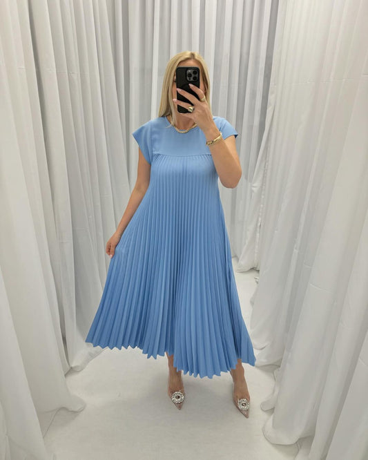 🔥Hot Sales👗Sleeveless Pleated Simple Solid Color Dress