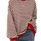 🔥Promotion 49% OFF😲-Women's Oversized Striped Long Sleeve Pullover