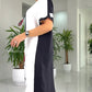 👗Lovely Black White Abstract Face Print Loose Maxi Dress