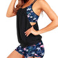 Two Piece Tummy Control Bathing Suits - Blouson Swim Tank Top With Boy Shorts