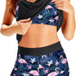 Two Piece Tummy Control Bathing Suits - Blouson Swim Tank Top With Boy Shorts