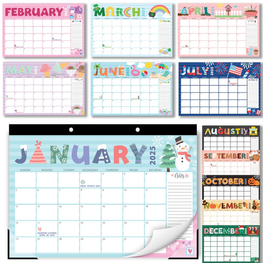 2025 Doodle Typography Large Desk Calendar | 18-Month | 2025-2026 | Calendars & Planners