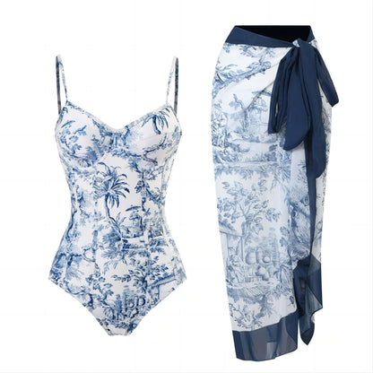 🌴 Summer Breeze Bargains: Slash 47% OFF🌟Women's Plants Print Contrast Mesh Swimsuit Set