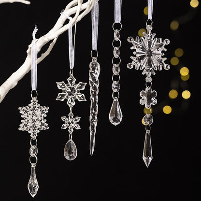 🔥On Sale🔥Set of 18 pcs Hanging Acrylic Snowflake Icicle Ornaments with Drop Pendants❄️