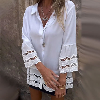 😍Hot Sales - 49% OFF👚Mid-Sleeve Shirt with Hollow Patchwork Design