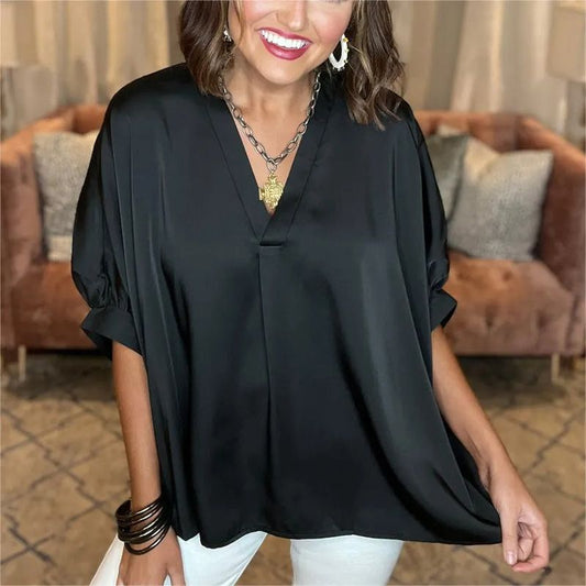 🔥BUY 2 GET 10% OFF💝Women's Silk Satin Short Sleeves Blouse