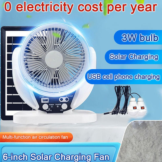 4-in-1 Solar Light Bulb Rechargeable Recirculating Fan