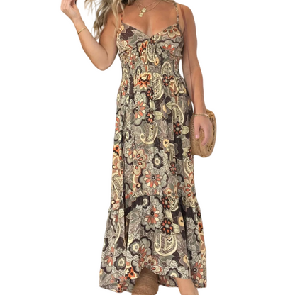 ✨👗Women’s Sexy Spaghetti Strap Floral Print Long Dress