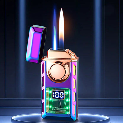 🔥2024 New Product Listing - Multi-Functional Dual Flame Lighter with Colored Lights