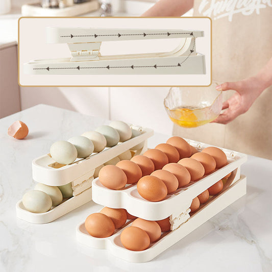 Automatic Rolling Folding Egg Holder For Refrigerator