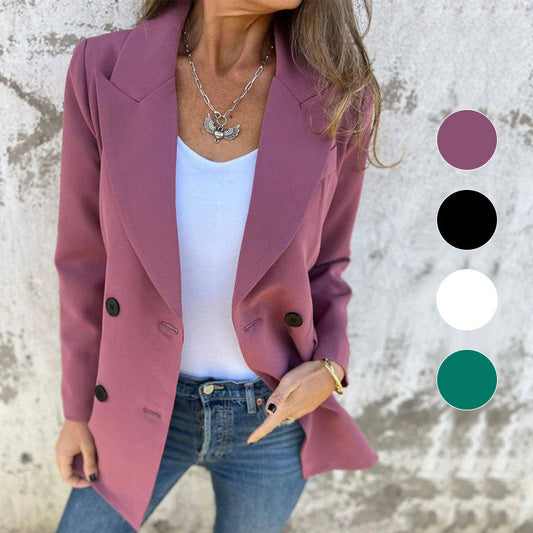 🌷 New autumn products-54% OFF🌸 Fashionable Solid Color Long-Sleeve Blazer-Warm and fashionable