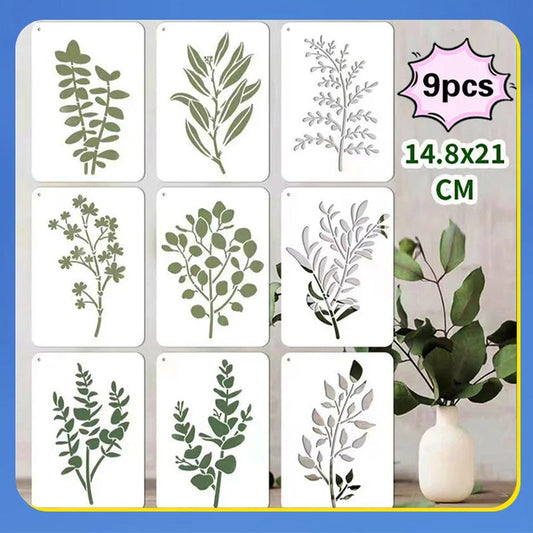 🌷✨Christmas Promotion🌿9 PCS Reusable Leaf Stencil for Painting