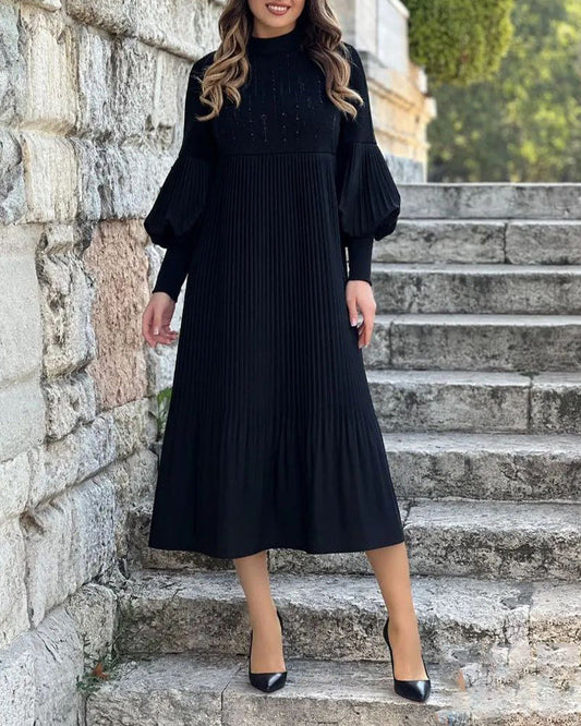 💥Black Friday Hot Sales - 78% OFF💥Lantern Sleeve Solid Color Elegant Dress