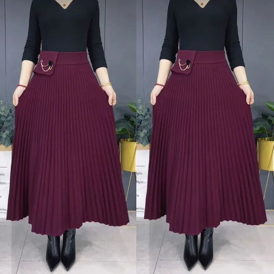 💥Black Friday Hot Sales - 78% OFF💥Elegant Solid Color Soft Pleated A-Line Skirt